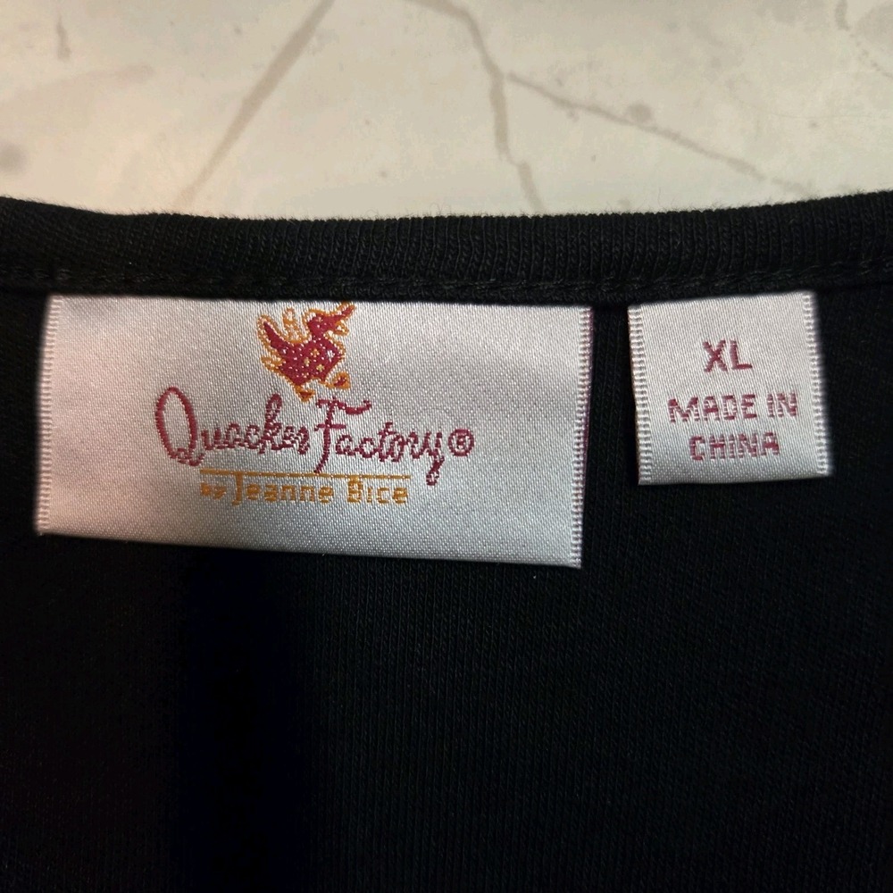 Quacker Factory All is Bright Holiday Bling 3/4 Sleeve T Shirt‎ Black Holiday XL - Picture 6 of 8